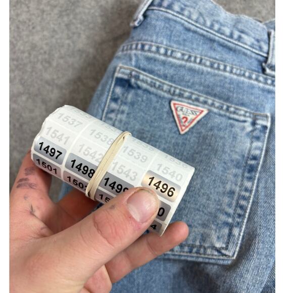 Vintage 90s Guess Denim Straight Jeans Mens 26x29 Blue Light Wash Cotton USA - Picture 7 of 7